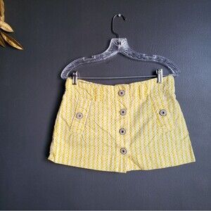 Pepe Jean Super Mini Skirt Nathan Tweetie Yellow Button Down Sz S Cotton